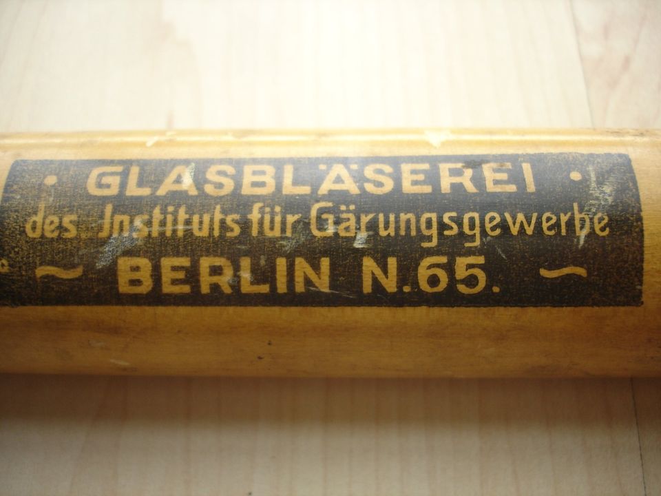 41cm Alkoholmeter mit Holzzylinder aus dem 1930 Jahren, selten in Kippenheim
