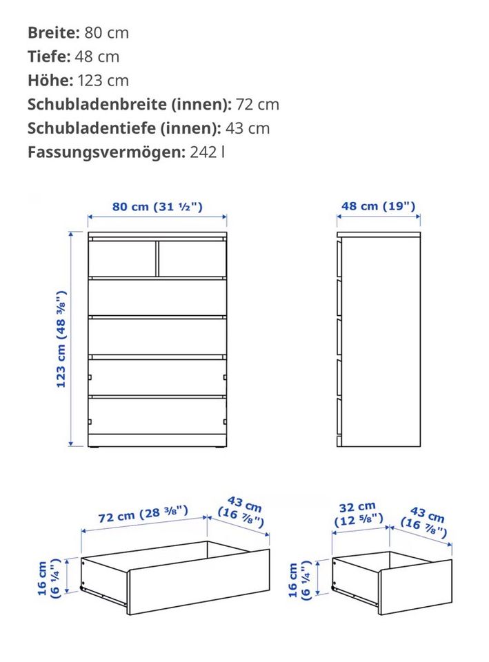 Ikea Malm Kommode inkl. Glasplatte in Mönchengladbach