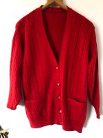 Strickjacke V-Ausschnitt Zopfmuster Wolle rot 80er Bayern - Augsburg Vorschau