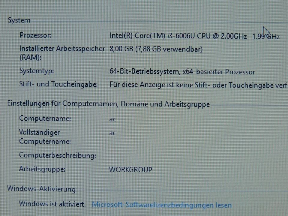 ACER Aspire 3 A315-51 Notebook Intel-i3, SSD-250GB, 8GB. DDR4 in Garbsen