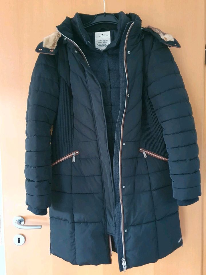 TOM TAILOR Damen Mantel Winter schwarz Gr.L Kapuze in Hof (Saale)