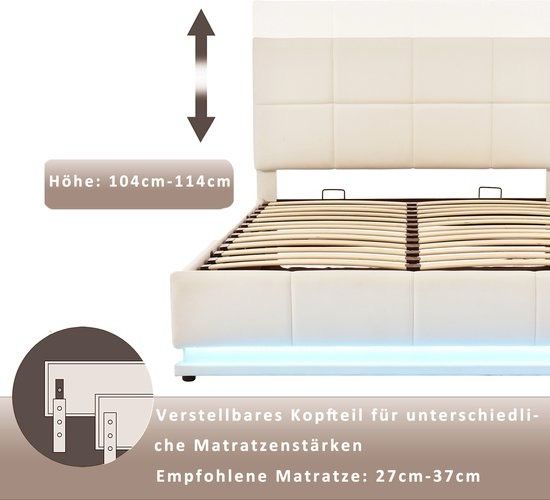 Doppelbett 140x200 Neu LED Polsterbett Bettgestell Boxspringbett in Hamburg