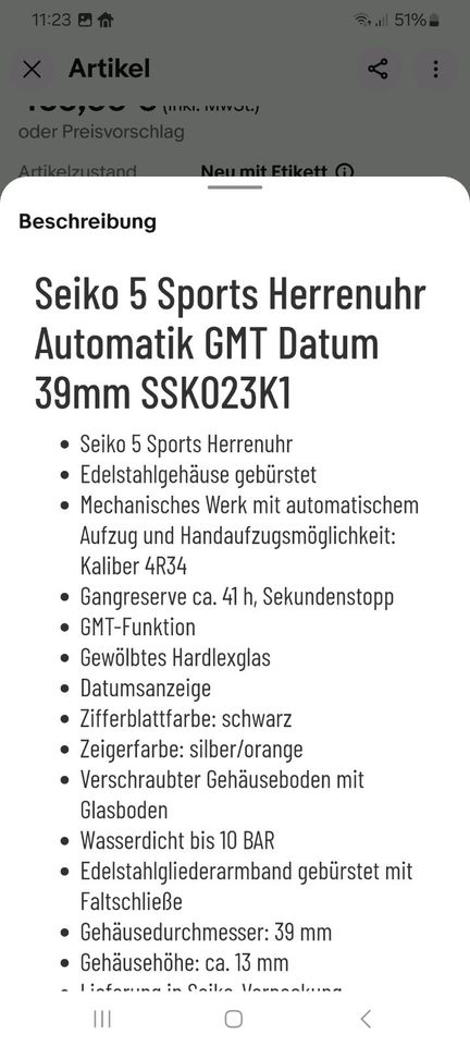 Seiko 5 Sports Automatik GMT SSK023K1, NEU! in Mammendorf