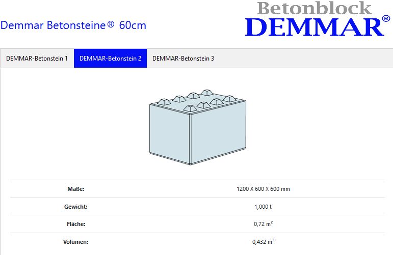 Betonsteine Betonblöcke Betonlegosteine 120x60x60cm C30/37 in München