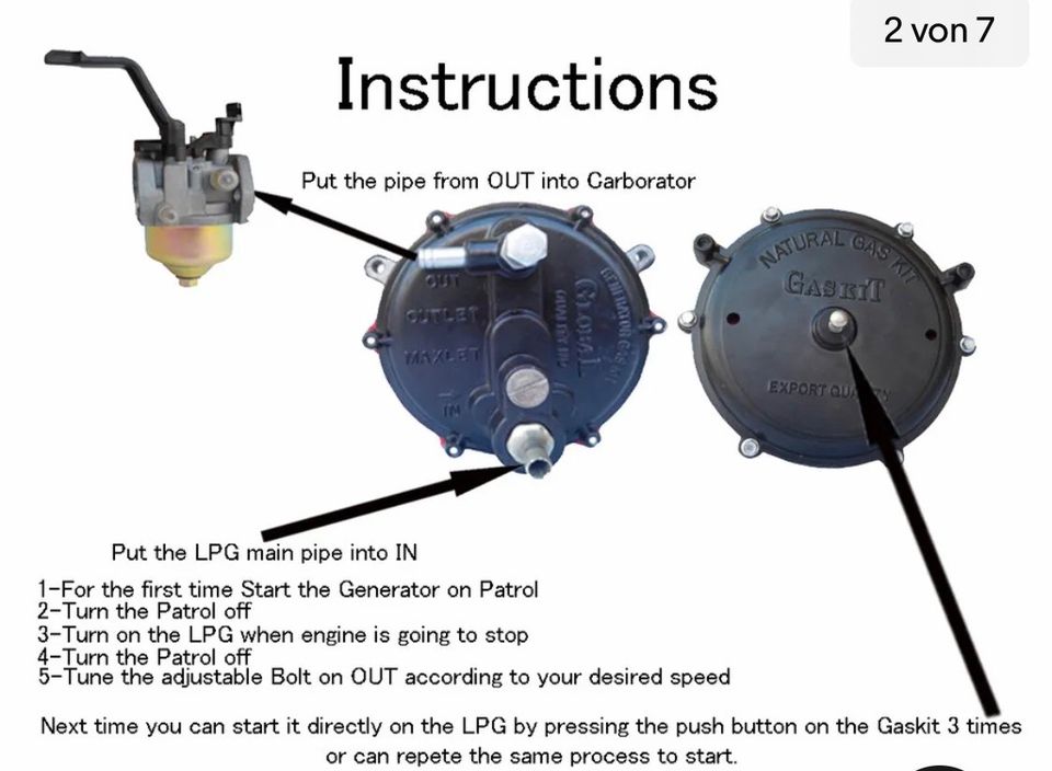Stromgenerator Benzin Gas Umbauset komplett LPG Conversion Kit in Bürstadt