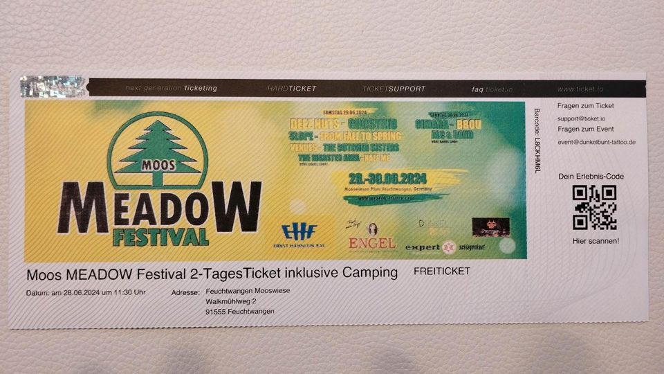 Ticket für das Moos Meadow Festival Feuchtwangen, inkl. Camping in Neuendettelsau