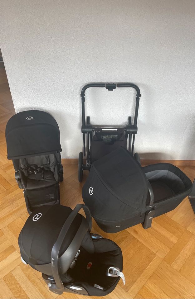 Cybex Priam Kinderwagen, Buggy, Babyschale schwarz 3 in 1 in Sigmaringen