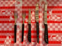 DDR Besteck Schwarz Punkte Kuchengabel Messer  Brötchenmesser je Niedersachsen - Bockenem Vorschau