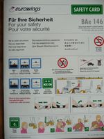 Eurowings BAe 146 Safety Card, Sicherheitskarte, neu Niedersachsen - Wedemark Vorschau