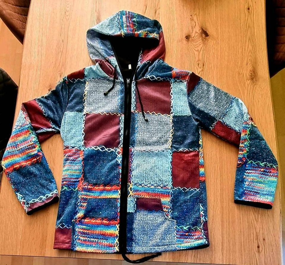 Patchworkoptik * Jacke Hoodie Kapuzenjacke L Damen Herren Unisex in Kassel