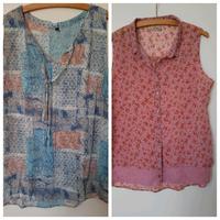 ⭐️2 Tops leichte Sommerblusen mit Blümchen blau rosa Multiblu XL Sachsen-Anhalt - Magdeburg Vorschau