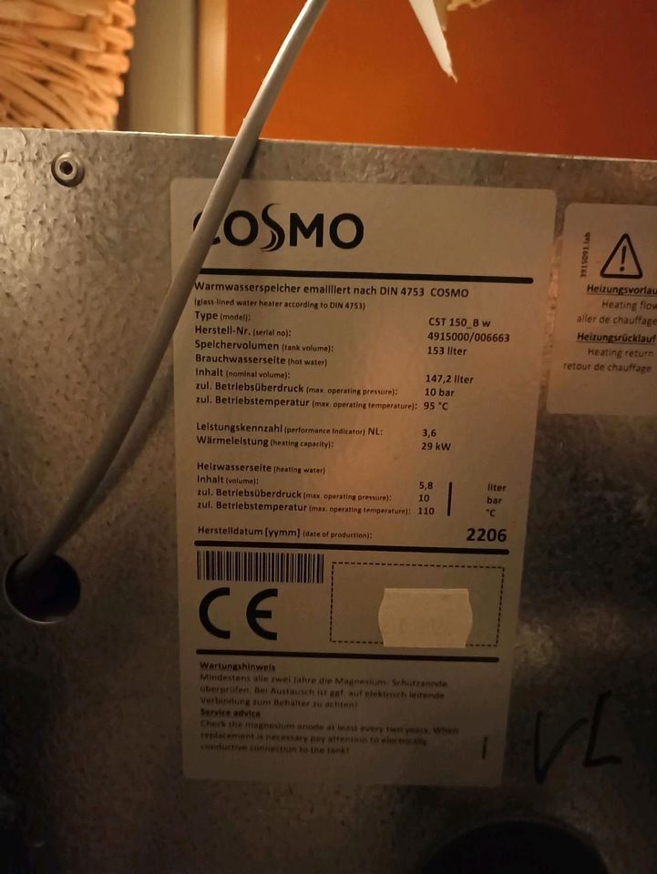 Warmwasserspeicher Cosmo CST-150 in Bogen Niederbay