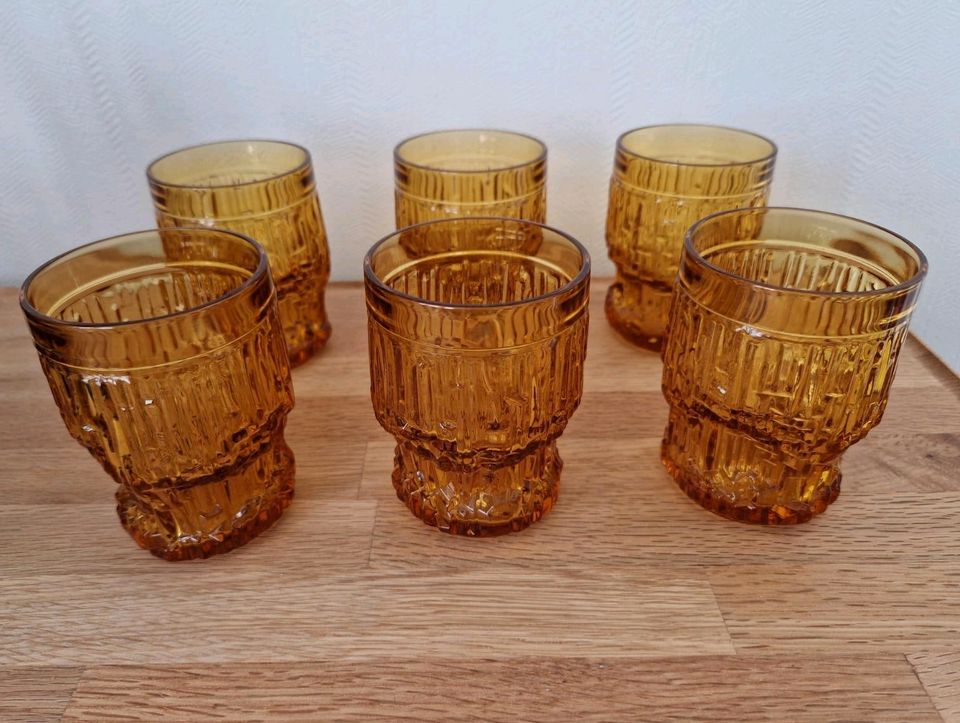 Bormioli 6 Gläser Set 1970er Vintage Italien Tumbler Rauchglas in Friedrichshafen