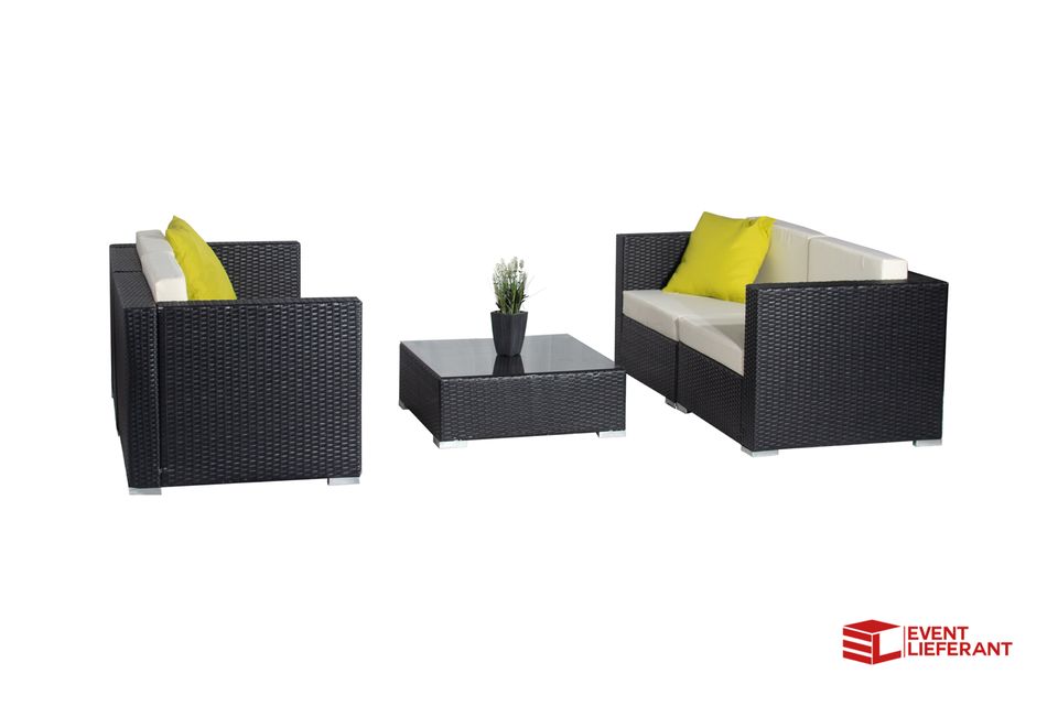 MIETEN ECK MODUL - RATTAN LOUNGE SERIE SCHWARZ / CREME SOFA in Barsbüttel