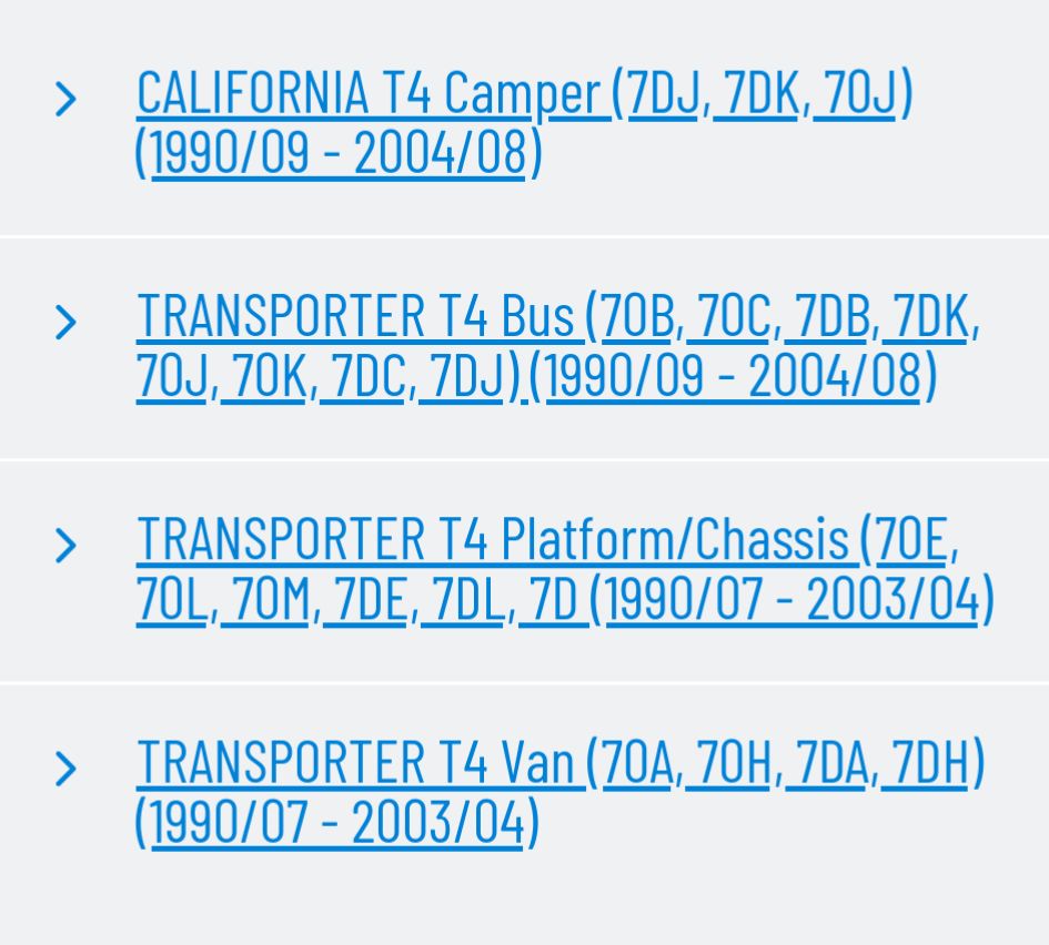 Scheibenwischer für VW Transporter T4 Bus (70B, 70C, 7DB, 7DK, 70J