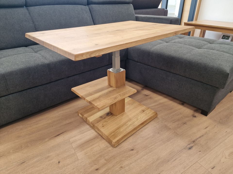 -NEU- Wohnzimmer Tisch Couchtisch Eiche massiv höhenverstellbar in Pressath