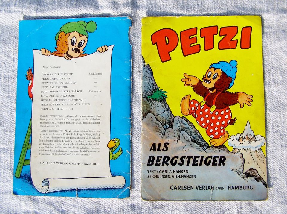 Petzi als Bergsteiger_Erstauflage Soerensen Dänemark 1957_Carlsen in Obersinn