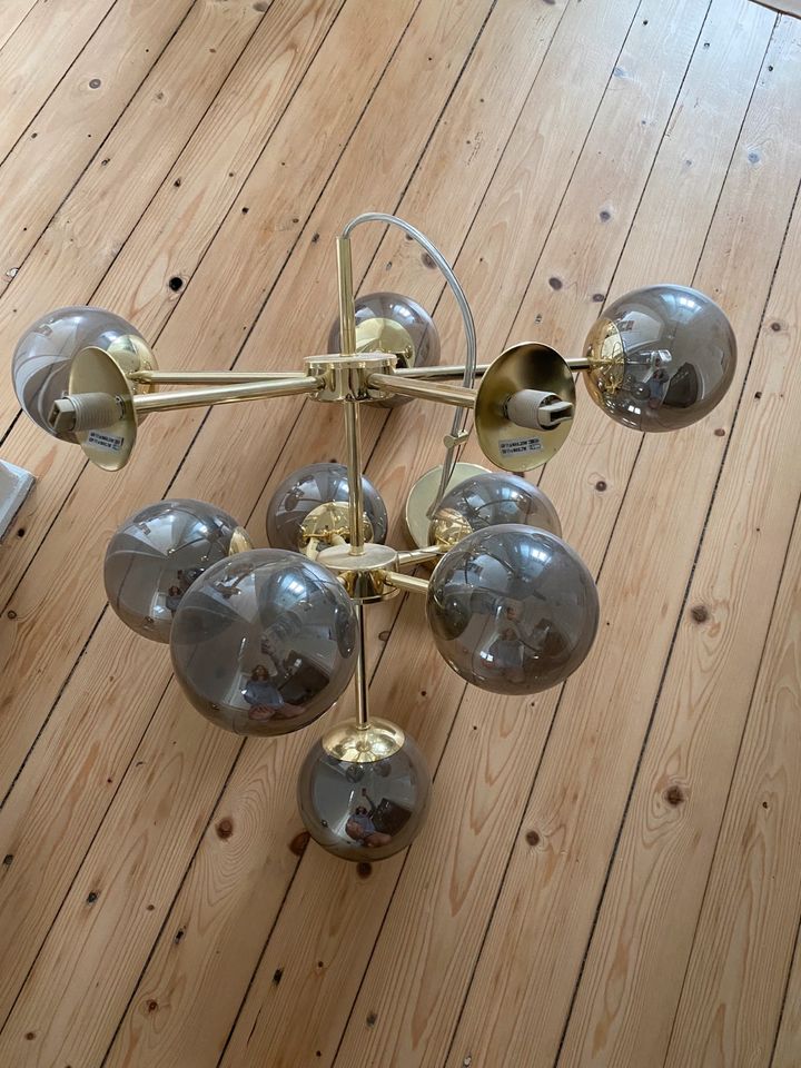 Lampe Deckenleuchte Gold Kugeln Rauchglas Design in Essen