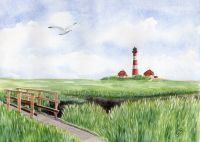 Leuchtturm Westerhever Nordsee SPO Aquarell Druck DIN A5 Niedersachsen - Delmenhorst Vorschau