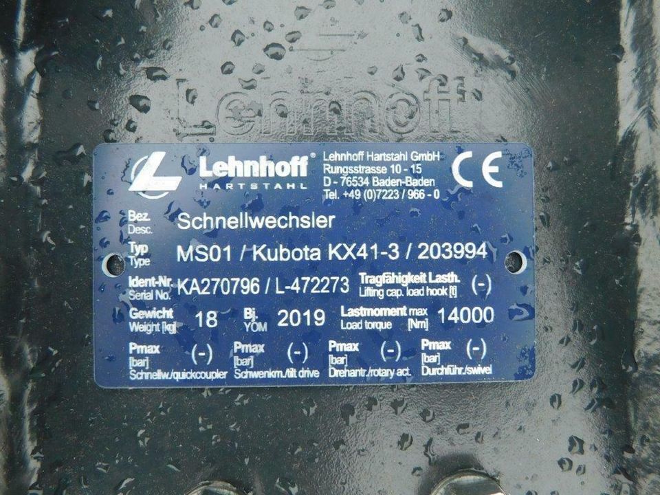Kubota KX41-3 Lehnhoff MS01 SW01 Schnellwechsler Minibagger NEU in Mönchengladbach
