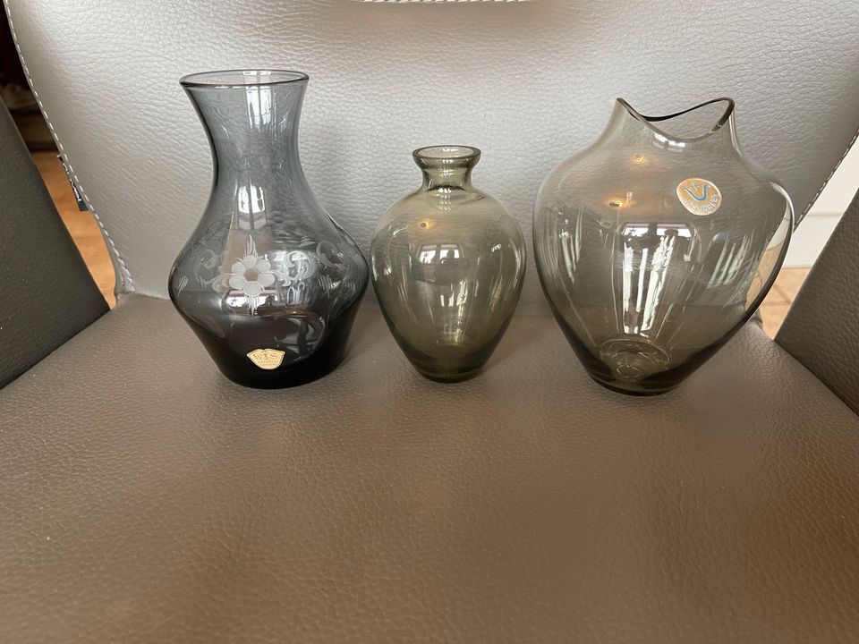 Vase Rauchglas WIS Kristall Schlenz Hirschberg WMF Mid-Century in Marl