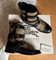 Burberry Ancle Boots Stiefeletten Khaki Schwarz Leder Canvas 37 Frankfurt am Main - Westend Vorschau