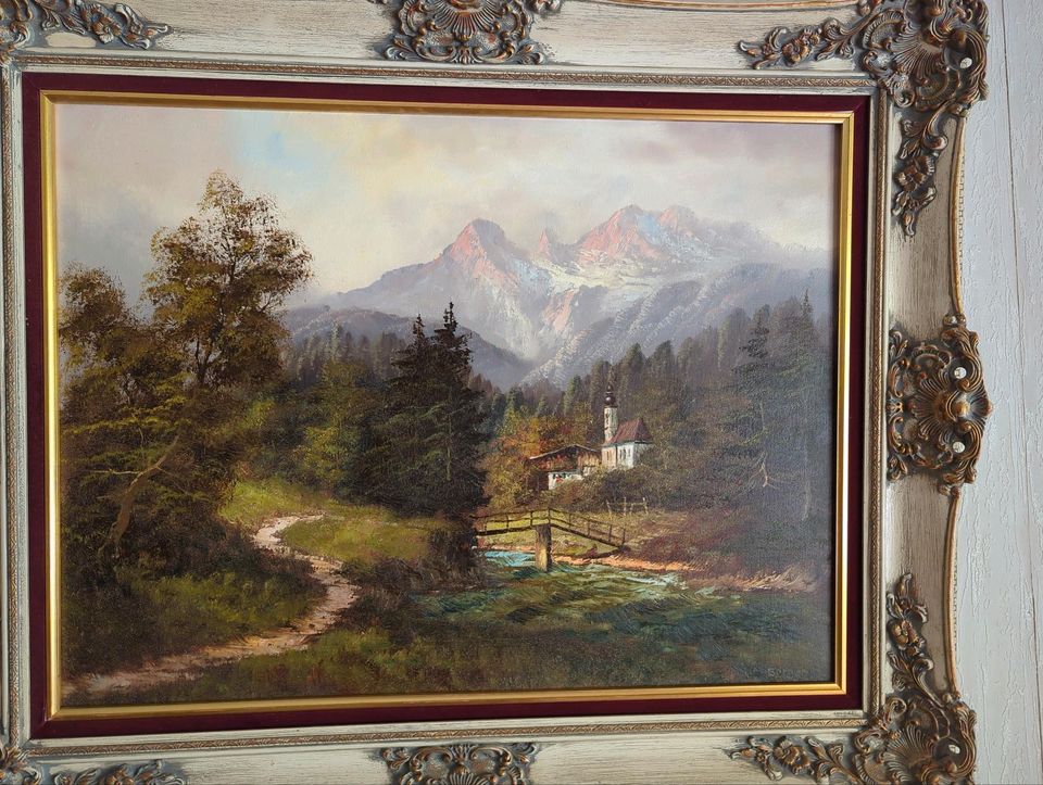 Öl Gemälde Landschaftsbild Ramsau in Lampertheim