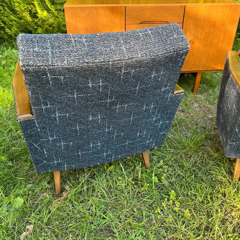 2 Stück Vintage Mid-Century Sessel Blau 60er 50er in Trier