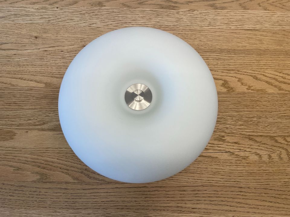 Deckenlampe Deckenleuchte Milchglas Chrom Edelstahl ø 28cm in Meerbusch