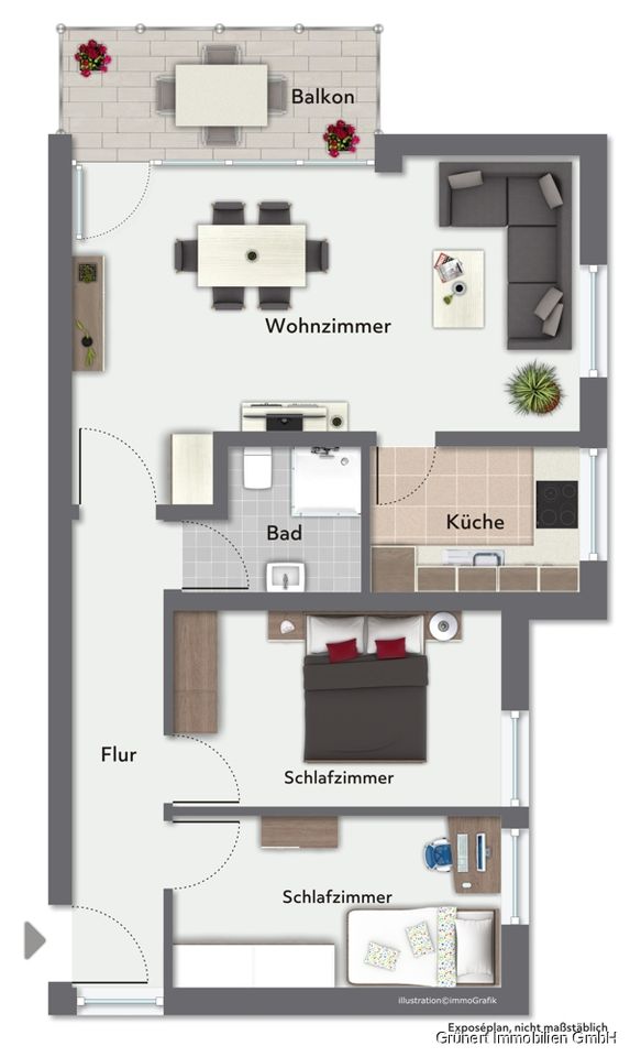 ---Reserviert--- Strandnahe, zentrale 3-Zimmer-Wohnung mit Sonnenbalkon und neuem Bad in Grömitz