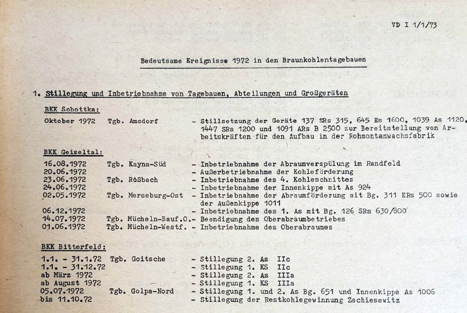 Bergbau DDR Wirtschaftlicher Jahresbericht 1972 in Senftenberg