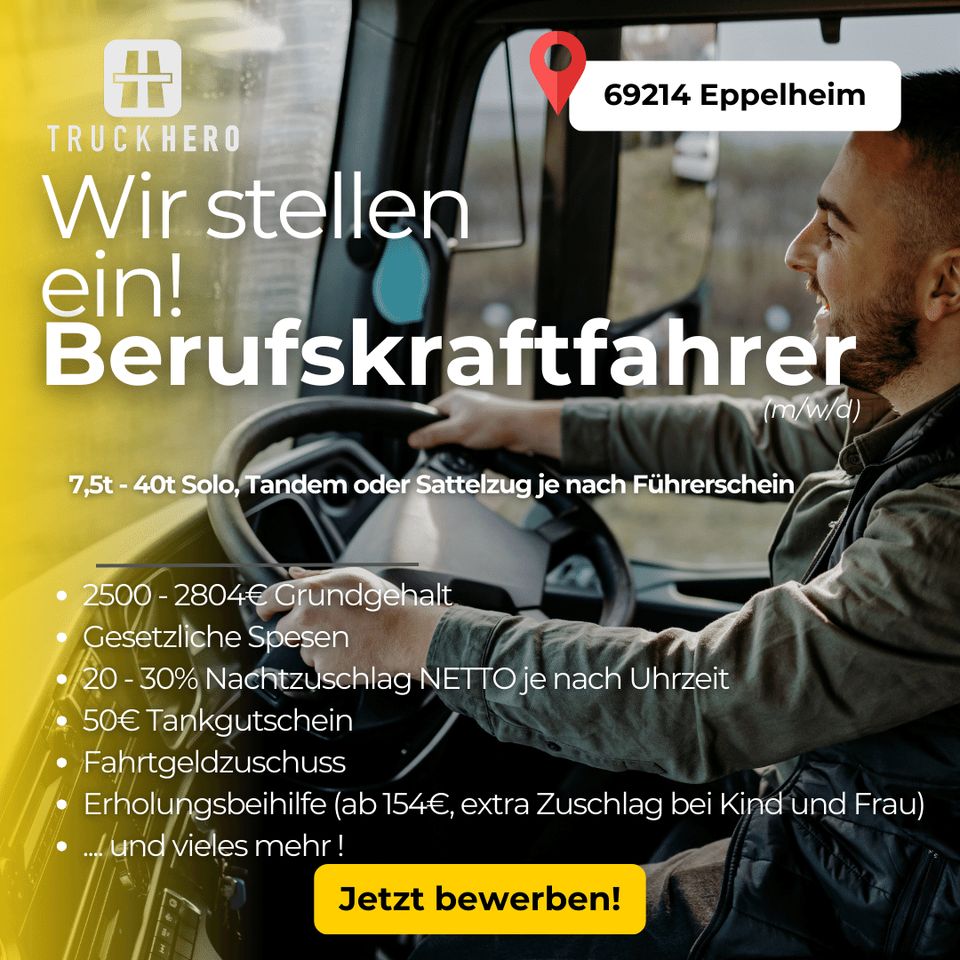 LKW-Fahrer(m/w/d) C1/CE - 2500 - 2800€ Grundgehalt in Eppelheim