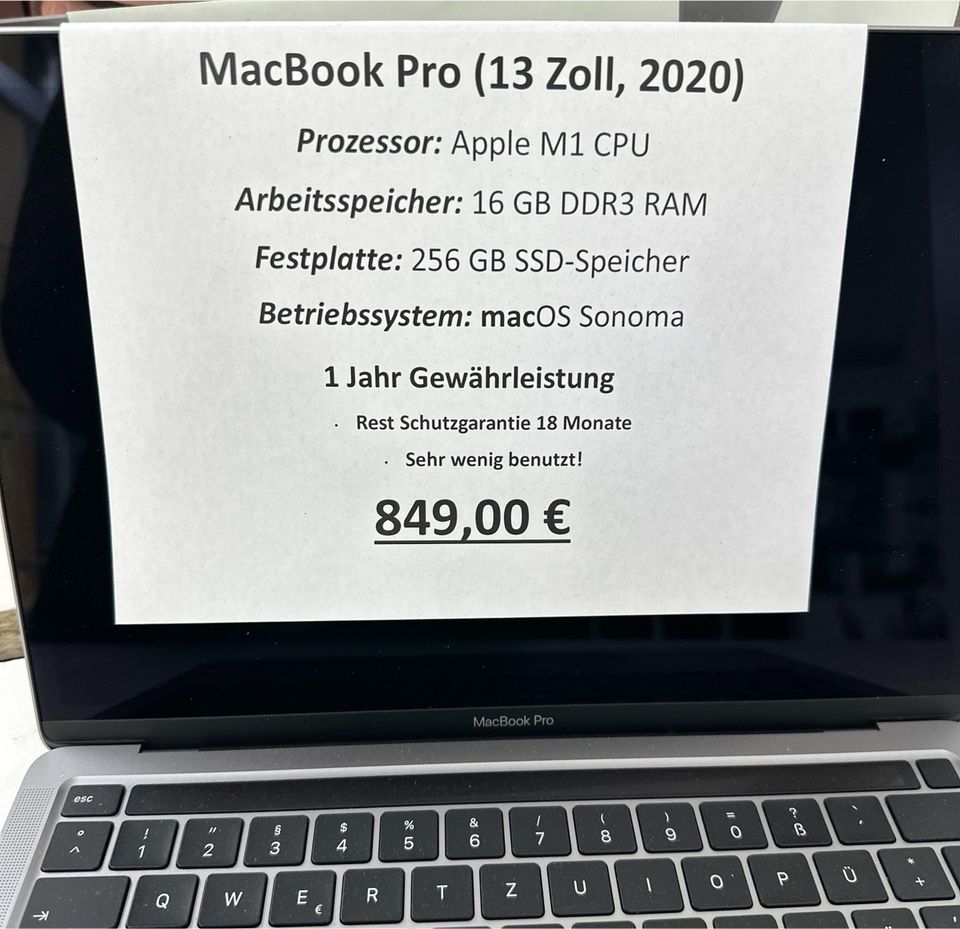MacBook Pro M1 2020/2021 16GB RAM 256GB SSD +Schutzgarantie in Berlin