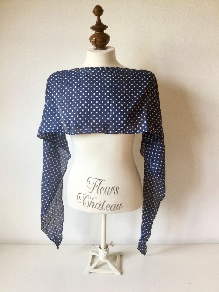 Schal Tuch Design Polka Dots dunkelblau weiß Baumwolle Öko in Ustersbach