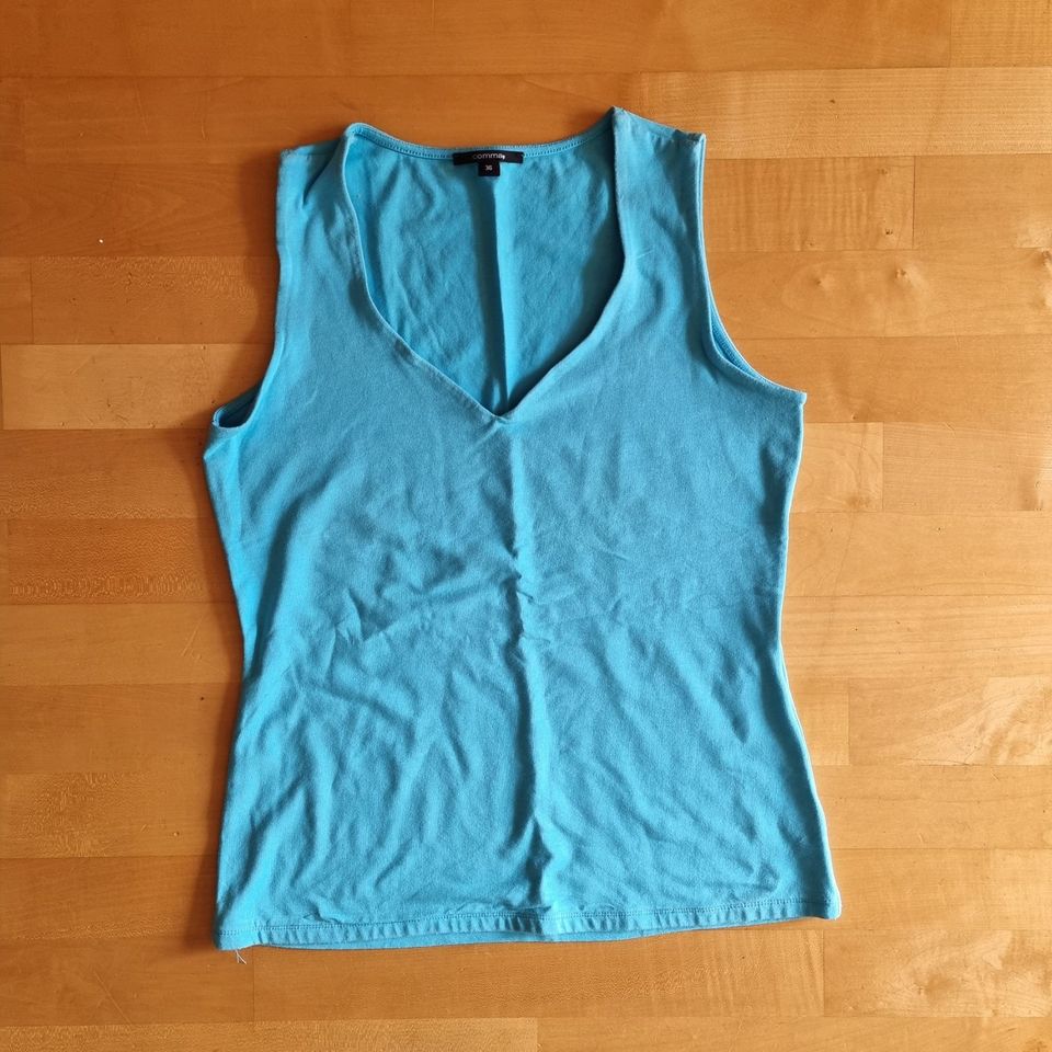 comma, Damen Sommer Shirt Top Gr. 36 türkisblau Modal/Baumwolle in Metzingen