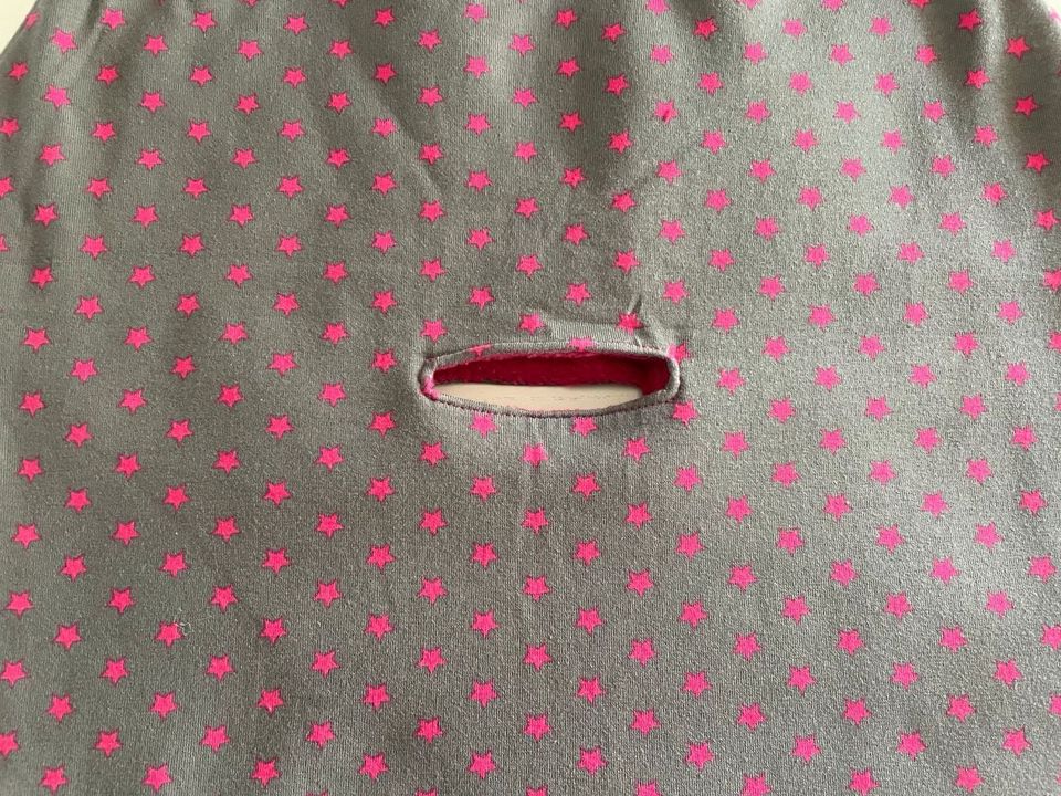 NEU Pucksack grau mit pinken Sterne Länge 54 cm Baumwolle Jersey in Ascheberg