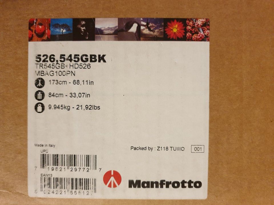 Manfrotto Foto Kamera Stativ+Kopf 526 545GBK TR545GB+HD526+Tasche in Kutenholz