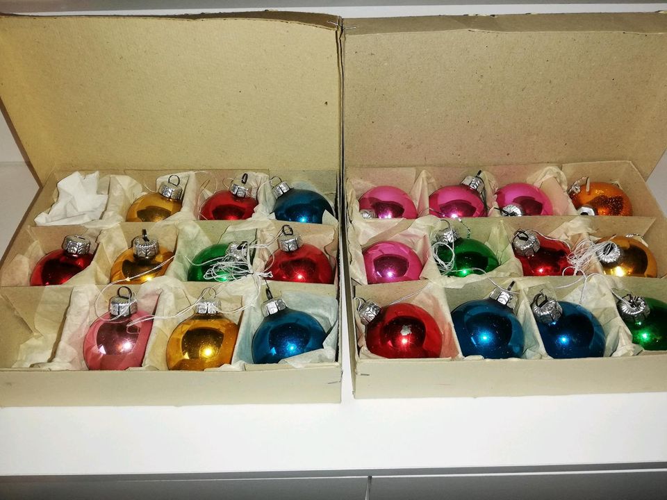 Weihnachtskugeln Christbaumkugeln Glas alt bunt 22x Lauscha (?) in