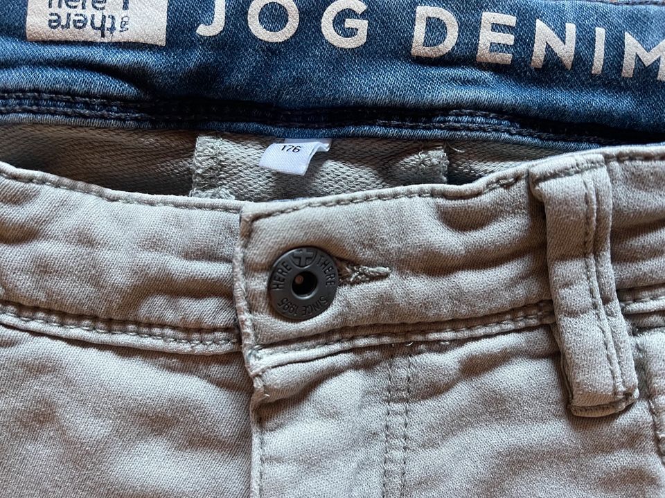 Jungen Hose Gr 176 grau verstellbarer Bund Jeans Jog Denim C&A in Unna