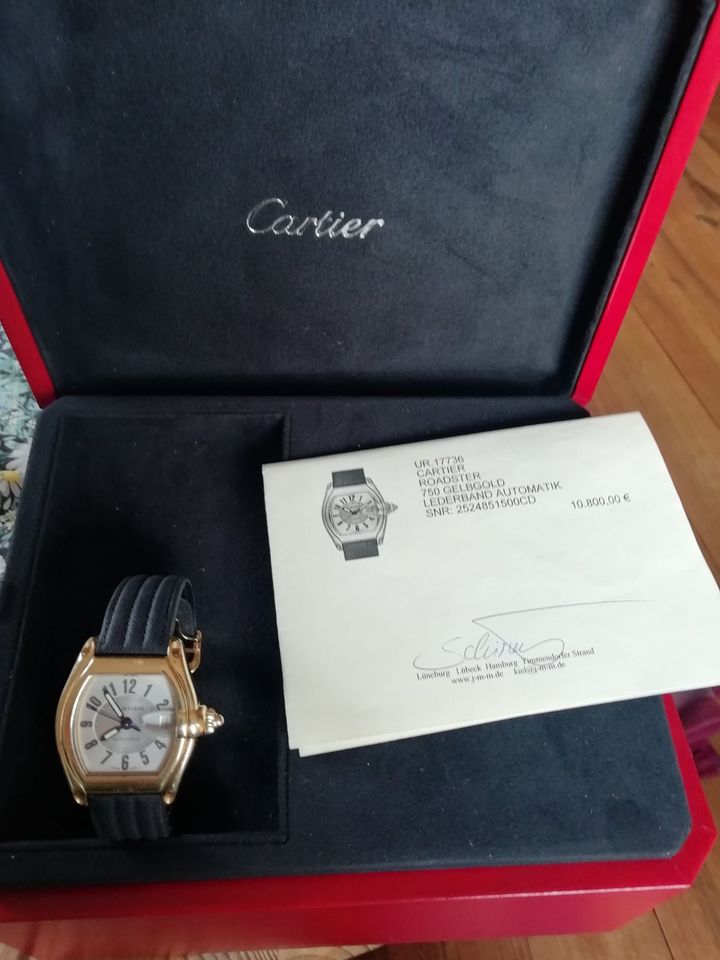 CARTIER ROADSTER AUTOMATIC UHR 750 GOLD EXPERTISE 10800 EURO in Neumünster