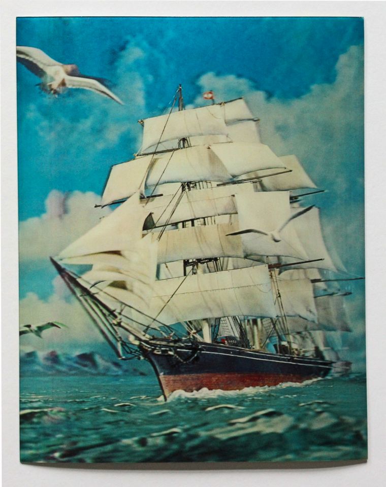 Toppan, altes 3D Lenticular Bild England Segelschiff CUTTY SARK in Hamburg