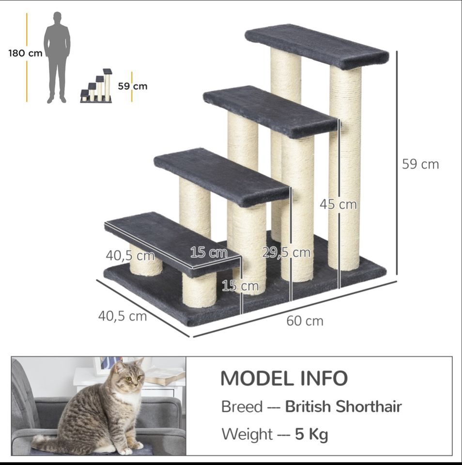 Tiertreppe Katzentreppe Hundetreppe 4 Stufen Treppe für Katze in Kassel