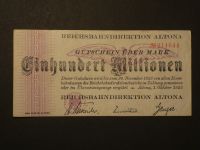 100 Millionen Mark Altona Reichsbahn Inflation 1923 Notgeld Hessen - Haunetal Vorschau