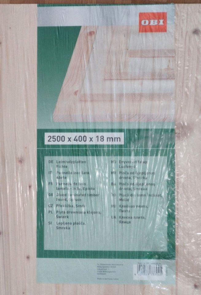 Leimholzplatte geschliffen 2500 x 400 x 18 mm in Böblingen