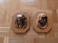 zwei Bilder aus Holz u Messing Maria und Jesus mit Dornenkrone Bayern - Bichl Vorschau