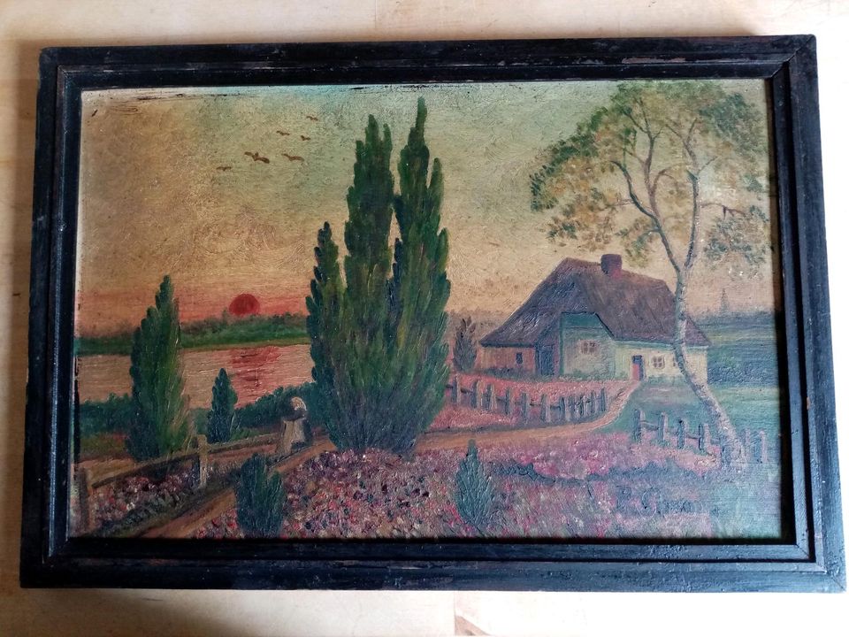 Alte  Öl Bild  Landschaft 1933 in Aachen