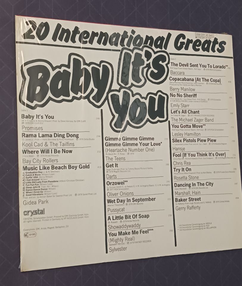 Various – 20 International Greats - Baby It's You 058 CRY 45 545 in Lörrach