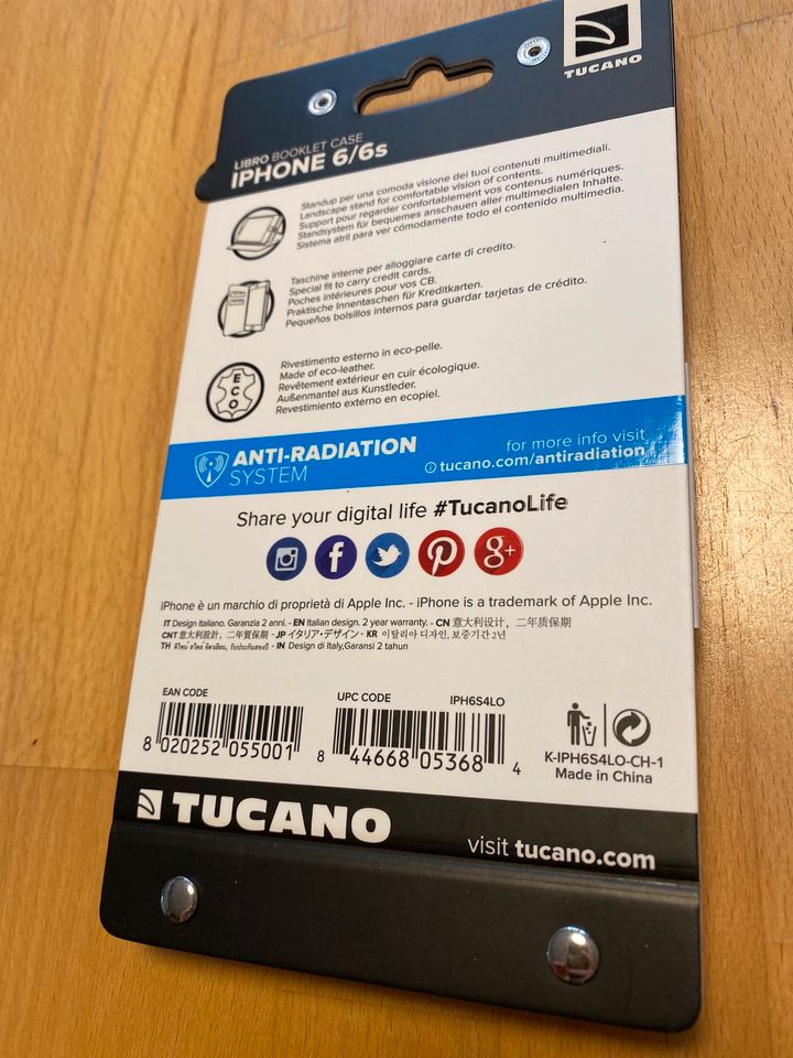 TUCANO Libro Booklet Case für iPhone 6/6s Strahlenschutz RFID in