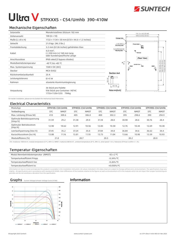 Solarmodul PV-Anlage SUNTECH 400 STP400S - C54/Umhb FB in Rühen