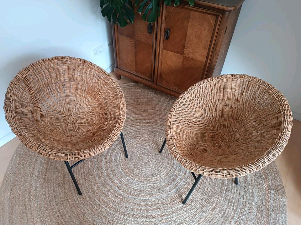 Mid-Century DDR Korbsessel Rattan Vintage Design in Bietigheim-Bissingen